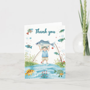 Fishing thank you card with boy fishing 
