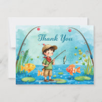 Fishing Thank You Card with Boy Fishing