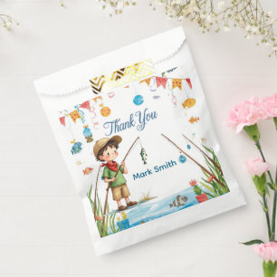 Fishing Thank You Card with Boy Fishing Favour Bags