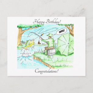 Fishing - The Big One! Yippee! Postcard