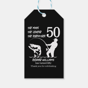 Fishing the Legend Rodfather 50th Birthday Gift Tags