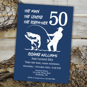 Fishing the Legend Rodfather 50th Birthday Invitation