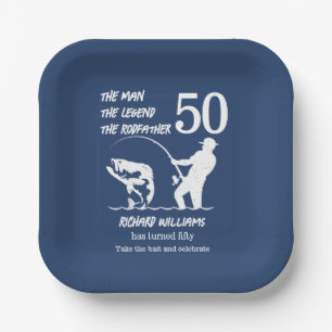 Fishing the Legend Rodfather 50th Birthday Paper Plate