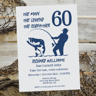 Fishing the Rodfather Big Fish 60th Birthday Invitation