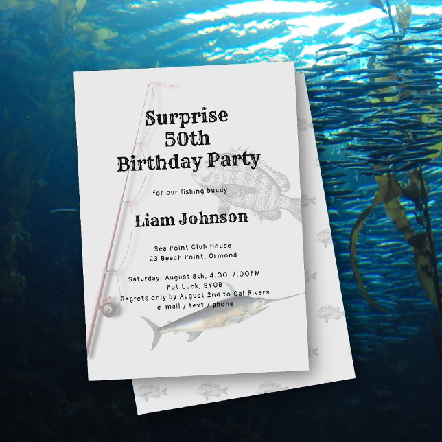 Fishing Theme Adult Male Birthday Party Invitation (Creator Uploaded)