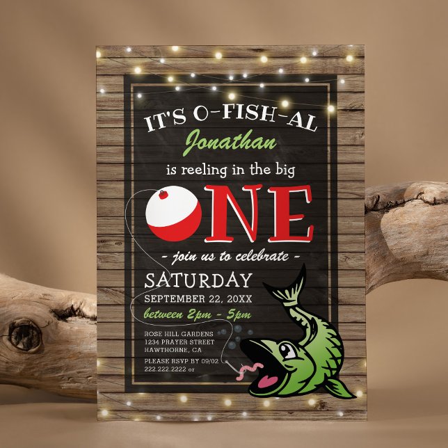 Fishing Theme Birthday | Rustic The Big One Invitation (Creator Uploaded)