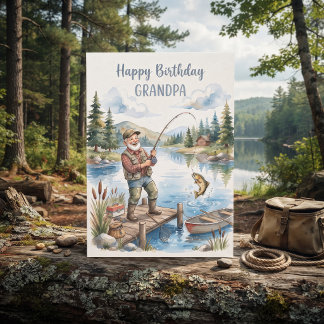 Fishing Themed Birthday for Grandpa Personalise Card