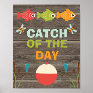 Fishing Themed Birthday Party Sign 8x10 inch