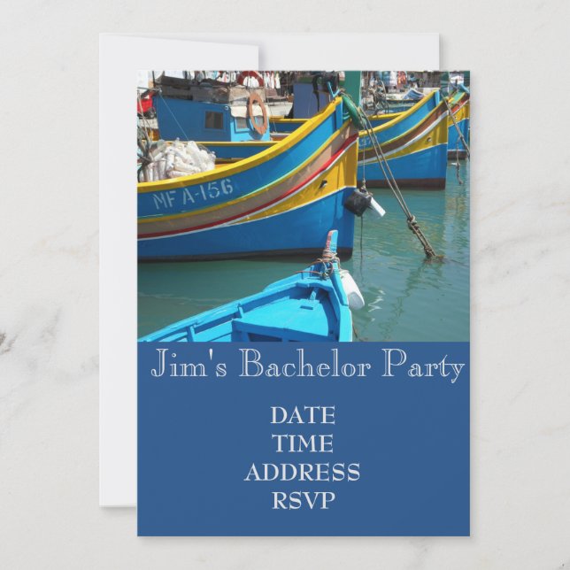 Fishing themed fishing boats Bachelor Party Invitation (Front)
