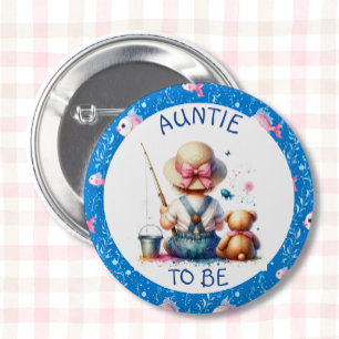 Fishing Themed Girl's Baby Shower    Aunt To Be 6 Cm Round Badge