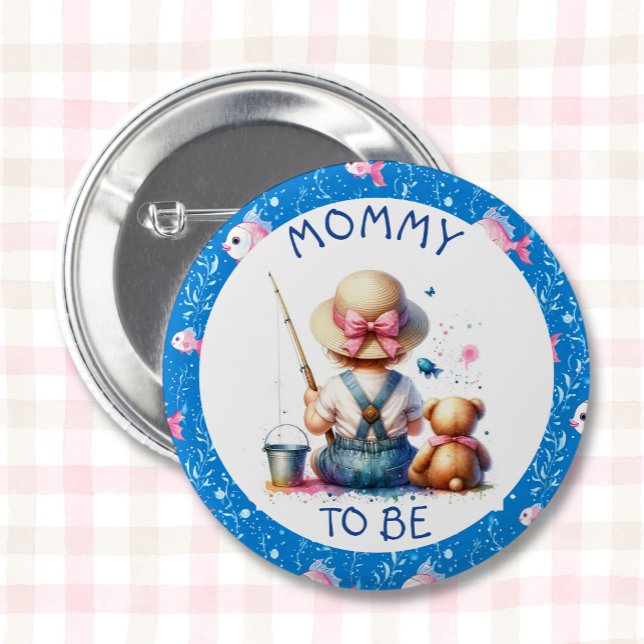 Fishing Themed Girl's Baby Shower |  Mum To Be 6 Cm Round Badge (Creator Uploaded)