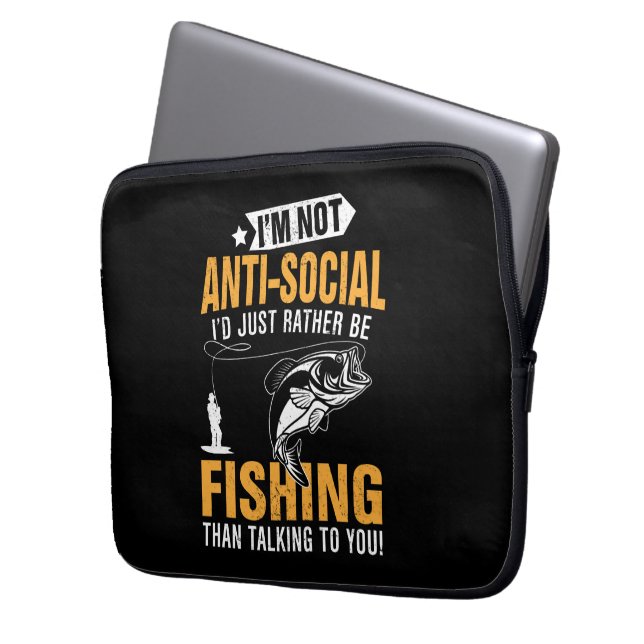 Fishing themed laptop sleeve (Front Left)