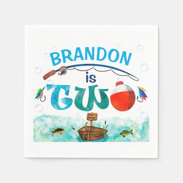 Fishing themed O-fish-ally 2nd birthday party  Napkin (Front)