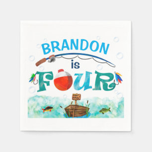 Fishing themed O-fish-ally 4th birthday party Napkin