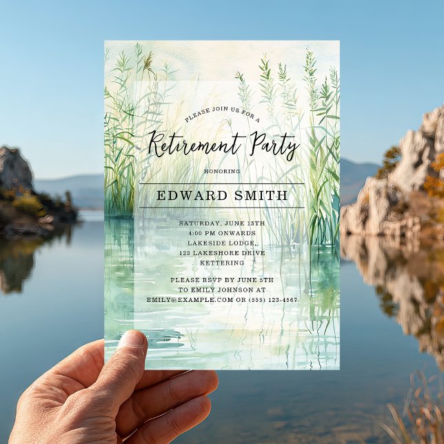 Fishing Themed Retirement Party Invitation (Reel in the fun 🎣 Celebrate retirement with this serene fishing-themed invitation.)