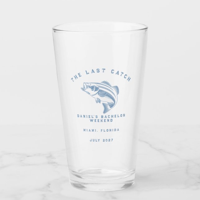 Fishing Themed Weekend Trip Bachelor Party  Glass (Front)