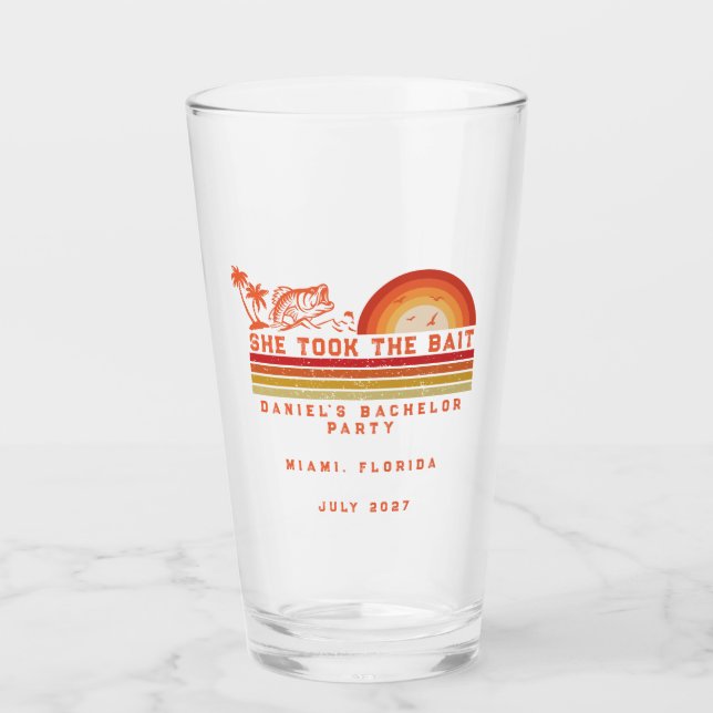 Fishing Themed Weekend Trip Bachelor Party  Glass (Front)