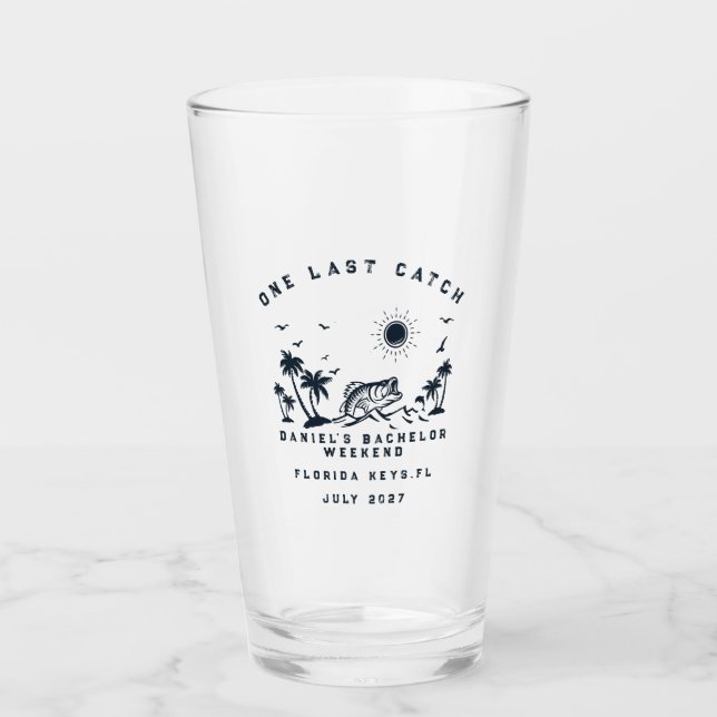 Fishing Themed Weekend Trip Bachelor Party  Glass (Front)