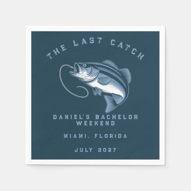 Fishing Themed Weekend Trip Bachelor Party  Napkin (Front)
