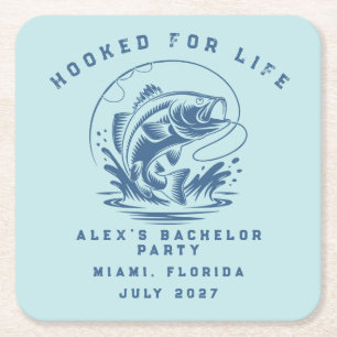Fishing Themed Weekend Trip Bachelor Party Square Paper Coaster