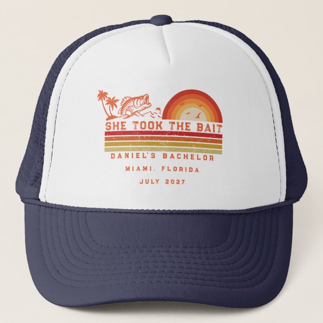 Fishing Themed Weekend Trip Bachelor Party  Trucker Hat (Front)