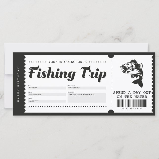 Fishing Trip Gift Ticket Voucher Certificate (Front)