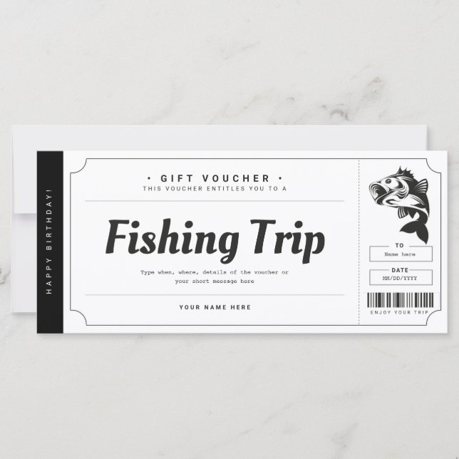 Fishing Trip  Gift Ticket Voucher Certificate (Front)