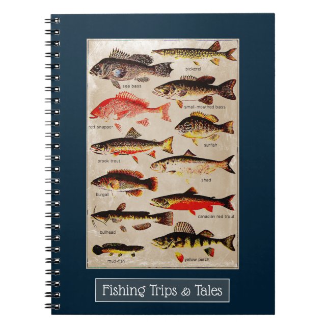 Fishing Trips & Tales Fish Chart Customised Travel Notebook (Front)