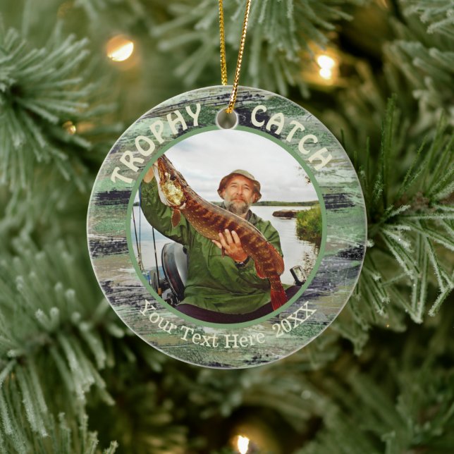 Fishing TROPHY CATCH 2 Photo Commemorative Ceramic Tree Decoration (Tree)