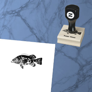 Fishing, Trout Detailed Custom Image With  Text Rubber Stamp