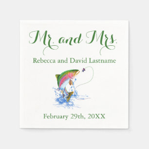 Fishing Trout Themed Wedding Napkin