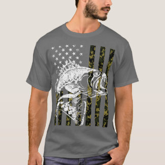Fishing Tshirt Camoue USA Flag for Bass Fisherman