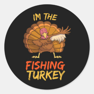 Fishing Turkey Matching Family Group Thanksgiving Classic Round Sticker