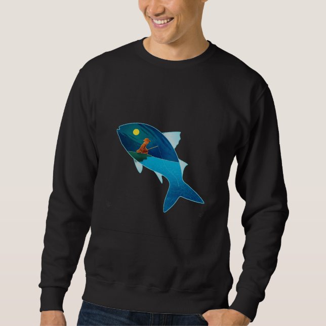 Fishing Unique Painting Imagination Fantasy Sweatshirt (Front)