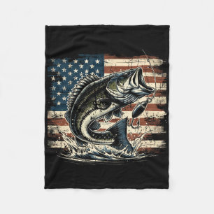 Fishing Us American Flag Byss Fish Fisherman Fleece Blanket