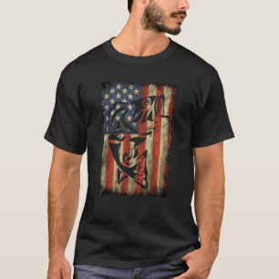 Fishing USA Flag Fisherman Fishing for Bass T-Shirt