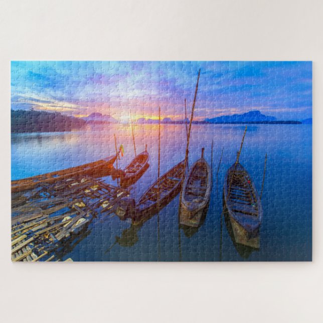 Fishing Village Sunrise Thailand Jigsaw Puzzle (Horizontal)