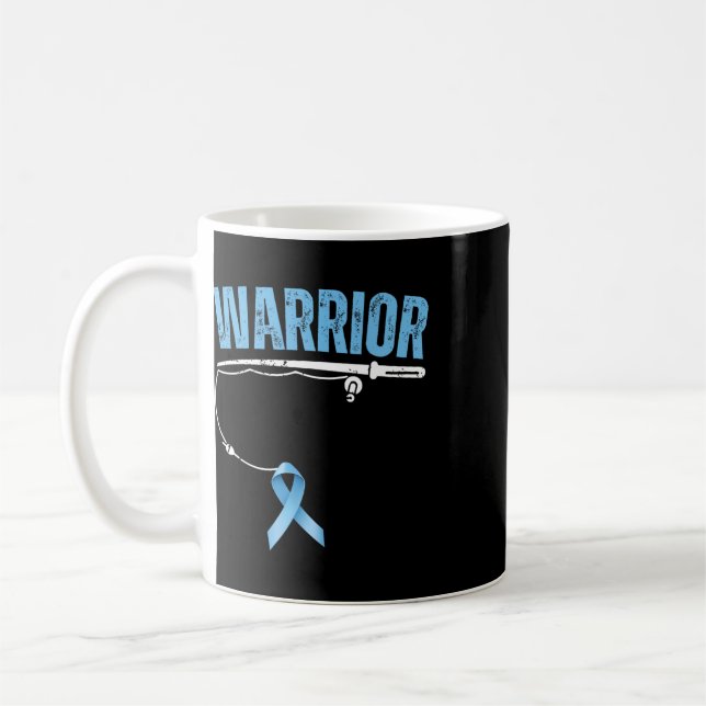 Fishing Warrior Prostate Cancer Fisherman Light Bl Coffee Mug (Left)
