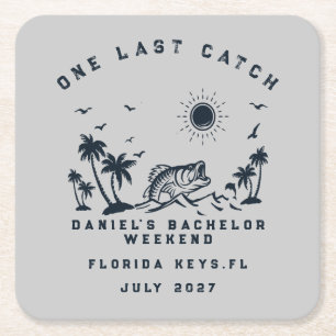 Fishing Weekend Trip Funny Bachelor Party  Square Paper Coaster