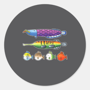 Fishing Wii Srts Fish Species Classic Round Sticker