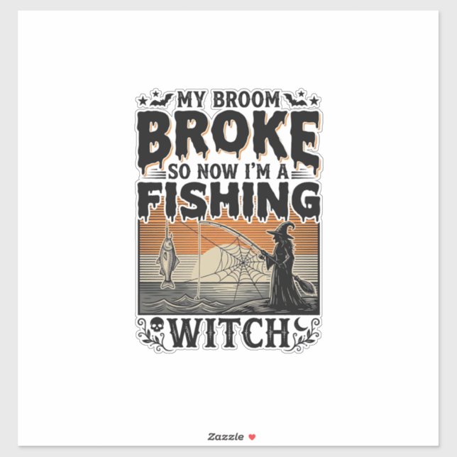 Fishing Witch Halloween Vintage Vector Design_1 (Sheet)