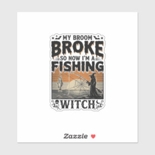 Fishing Witch Halloween Vintage Vector Design_1