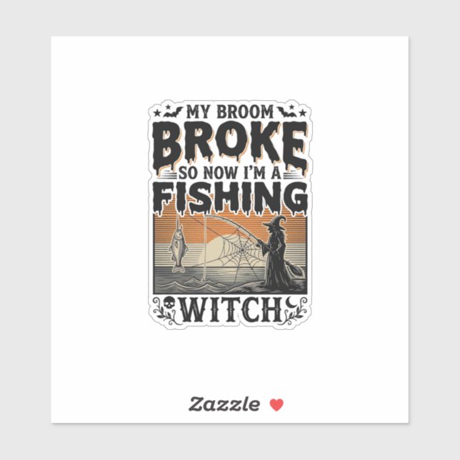 Fishing Witch Halloween Vintage Vector Design_1 (Sheet)