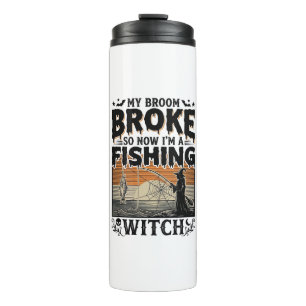 Fishing Witch Halloween Vintage Vector Design_1 Thermal Tumbler