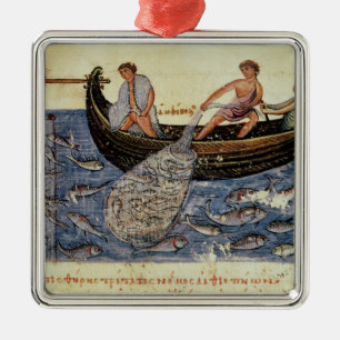 Fishing with a Net Metal Tree Decoration