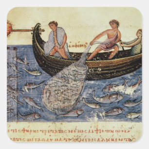 Fishing with a Net Square Sticker