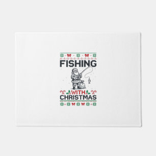Fishing With Christmas Santa Holiday Doormat