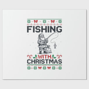 Fishing With Christmas Santa Holiday Wrapping Paper