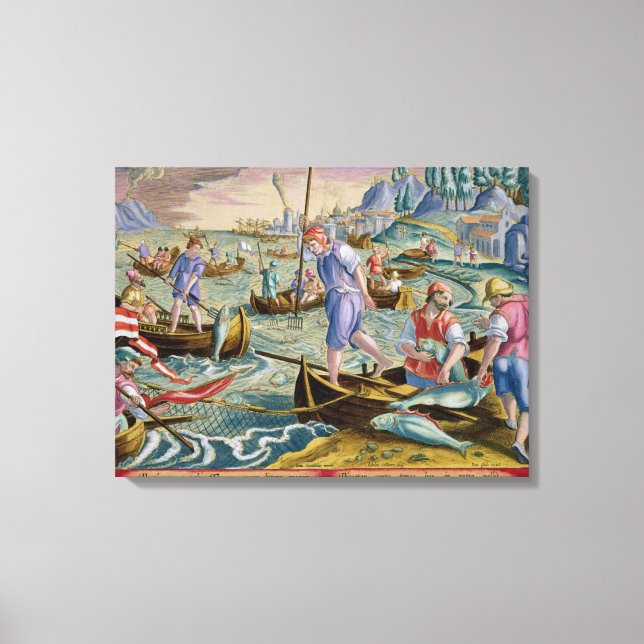 Fishing with Nets and Tridents in the Bay of Naple Canvas Print (Front)