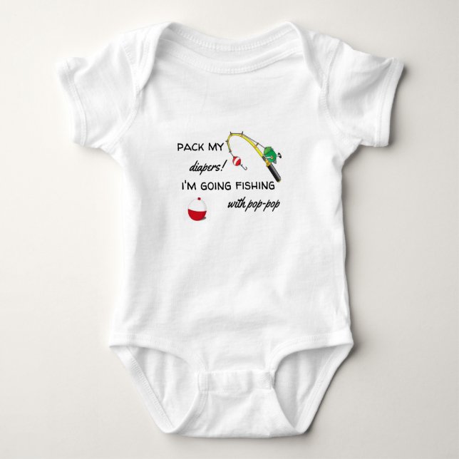 fishing with pop-pop baby bodysuit (Front)